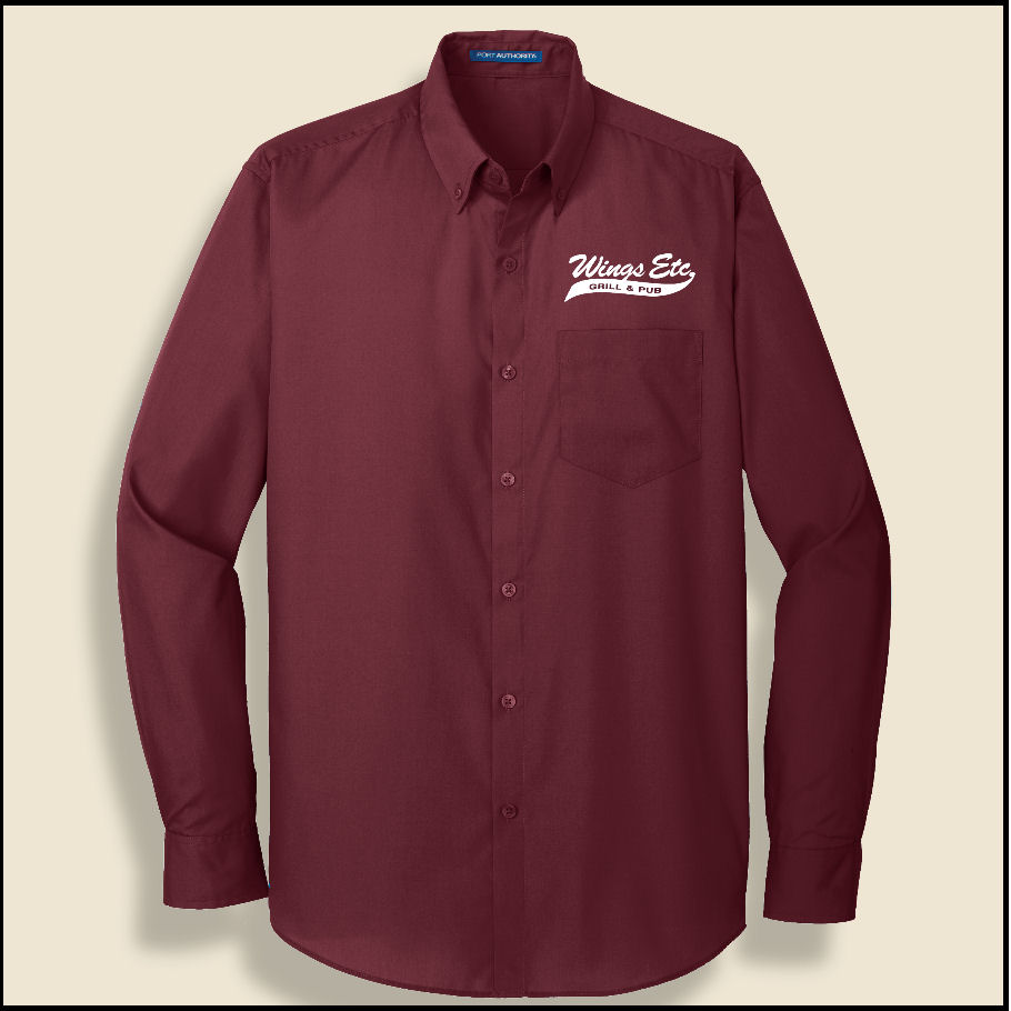 Burgundy Wings Etc. Long Sleeve Button Down